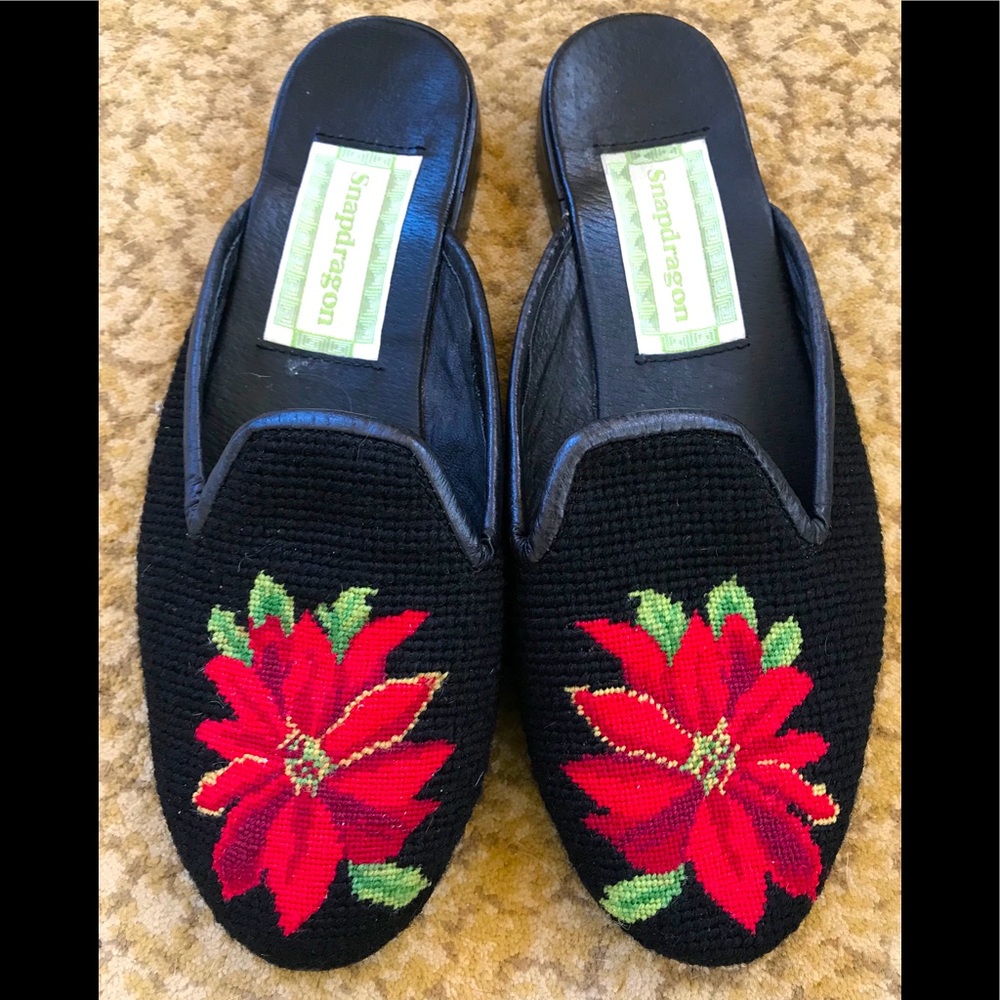Needlepoint Christmas shoes by Snapdragon